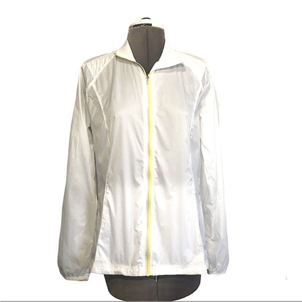 Reebok‎ Nylon Flight Wind Zipper Pockets White  Lightweight Running Gym Jacket M
